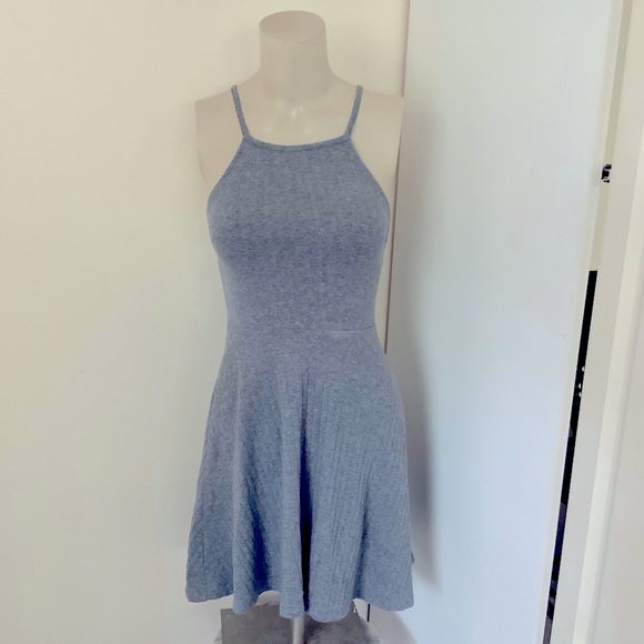 My Gabby | Gray Ribbed Sleeveless Mini Dress - Picture 6 of 6